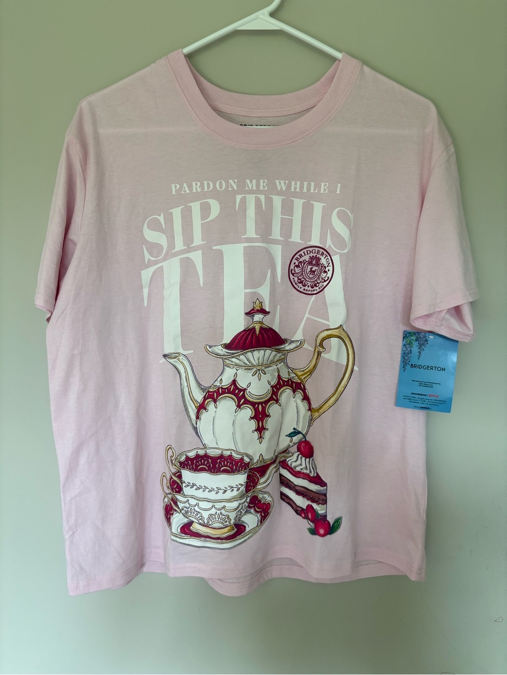 Bridgerton Pink 'Sip This Tea' Graphic Short Sleeve Tee